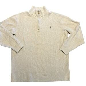 Polo Ralph Lauren Mens Size XLT Oatmeal Quarter-Zip Pullover 100% Cotton